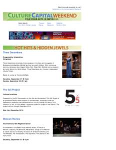 CultureCapital WEEKEND for the Weekend of September 26-28, 2014