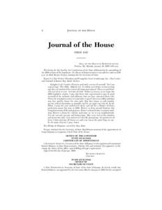 4  JOURNAL OF THE HOUSE Journal of the House FIRST DAY