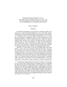 Constitutional Safety Valve: The Privileges or Immunities Clause and Status Regimes in a Federalist System
