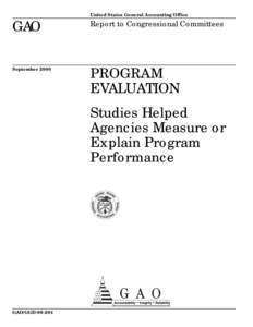 GGD[removed]Program Evaluation: Studies Helped Agencies Measure or Explain Program Performance