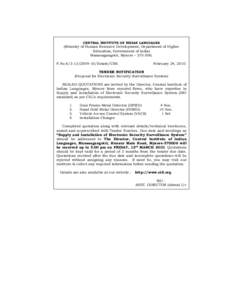 CENTRAL INSTITUTE OF INDIAN LANGUAGES  (Ministry of Human Resource Development, Department of Higher Education, Government of India) Manasagangotri, Mysore – [removed]F.No[removed]Estate/CSS