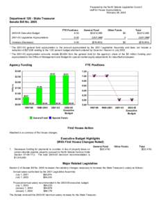 Prepared by the North Dakota Legislative Council staff for House Appropriations February 28, 2003 Department[removed]State Treasurer Senate Bill No. 2005