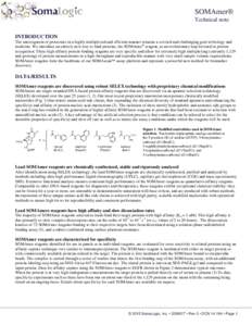 SOMAmer® Technical note INTRODUCTION The interrogation of proteomes in a highly multiplexed and efficient manner remains a coveted and challenging goal in biology and medicine. We introduce an entirely new way to bind p