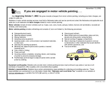 November 13, 2002 nebraska department of revenue  If you are engaged in motor vehicle painting . . .