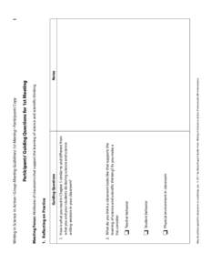 Notes  May be photocopied for classroom or workshop use. © 2011 by Betsy Rupp Fulwiler from Writing in Science in Action. Portsmouth, NH: Heinemann. ❏ Physical environment in classroom