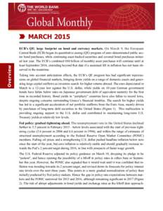 Overview  MARCH 2015 ECB’s QE: large footprint on bond and currency markets. On Mar ch 9, the Eur opean Central Bank (ECB) began its quantitative easing (QE) program of euro-denominated public sector bond purchases, wh