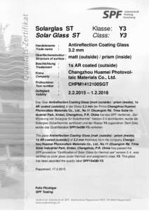 Solarglas ST Solar Glass ST Klasse: Class: