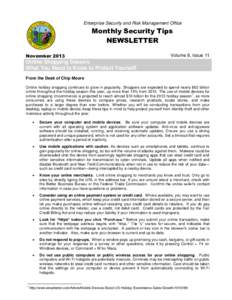 Enterprise Security and Risk Management Office  Monthly Security Tips NEWSLETTER November 2013