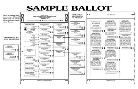 SAMPLE BALLOT OFFICIAL BALLOT GENERAL AND CONSTITUTIONAL AMENDMENT ELECTION CLARKE COUNTY, ALABAMA NOVEMBER 6, 2012 TO VOTE, COMPLETE THE ARROW(S)