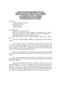 MINUTES OF A REGULAR MEETING OF THE MIDDLESEX COUNTY IMPROVEMENT AUTHORITY HELD ON WEDNESDAY, MARCH 14, 2012 at 6:00 P.M. AT THE OFFICES OF THE AUTHORITY 101 INTERCHANGE PLAZA, CRANBURY (SOUTH BRUNSWICK), NEW JERSEY