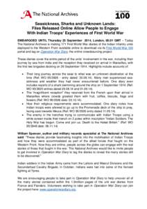 Press Release: Indian Infantry War Diaries Online (WO 95)