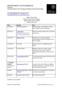 DEPARTMENT OF ECONOMICS OxCarre Oxford Centre for the Analysis of Resource Rich Economies Manor Road Building, Manor Road, Oxford OX1 3UQ Tel: +Fax: +  www.oxcar
