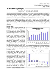 Alberta Finance - Economic Spotlight - June 12, 2006