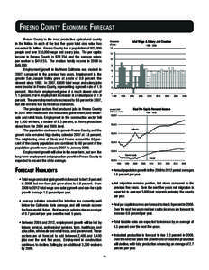 Fresno County Economic Forecast Fresno County is the most productive agricultural county in the Nation. In each of the last five years total crop value has exceeded $4 billion. Fresno County has a population of 923,000 p