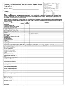 Colorado 4-H Cake Decorating Unit 1 Judging Sheet