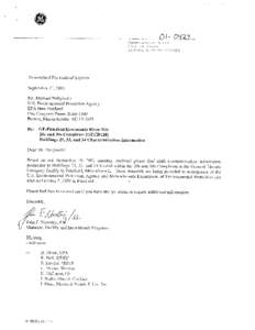 GE/Housatonic River Site, Letter from Novotny (GE) to Nalipinski (USEPA),  20s and 30s Complexes Buildings 25, 33, and 34 Characterization Information, September 27, 2001, SDMS[removed]