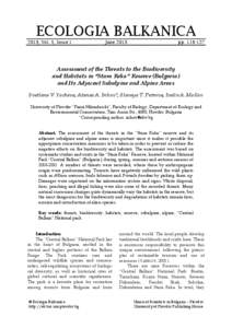 Assessment of the Threats to the Biodiversity and Habitats in “Stara Reka” Reserve (Bulgaria) and Its Adjacent Subalpine and Alpine Areas