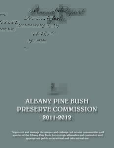 Annual Report of the ALBANY PINE BUSH PRESERVE COMMISSION[removed]