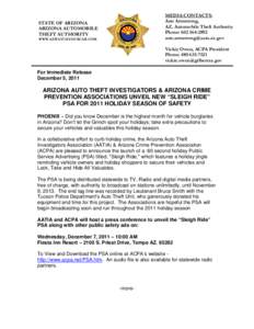 MEDIA CONTACTS: Ann Armstrong, AZ. Automobile Theft Authority Phone: [removed]removed]