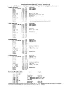 AINSWORTH MIDDLE & HIGH SCHOOL SCHEDULES  5th-6th grade enter the building at the west entrance/7th-8th grade enter the building at the south entrance Regular Schedule 7:55 Warning Bell