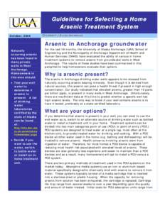 Guidelines for Selecting a Home Arsenic Treatment System