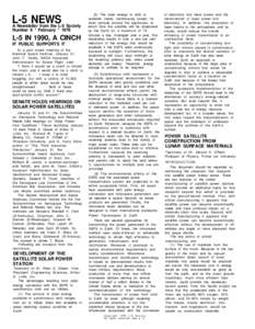 L-5 NEWS A Newsletter from the L-5 Society Number 6 * February * 1976  L-5 IN 1990, A CINCH