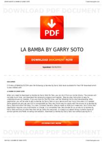 BOOKS ABOUT LA BAMBA BY GARRY SOTO  Cityhalllosangeles.com LA BAMBA BY GARRY SOTO