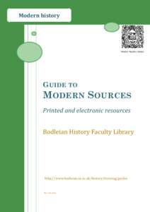Modern history  History Faculty Library G UIDE TO