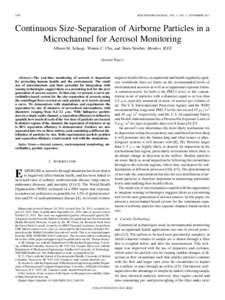 2790  IEEE SENSORS JOURNAL, VOL. 11, NO. 11, NOVEMBER 2011 Continuous Size-Separation of Airborne Particles in a Microchannel for Aerosol Monitoring