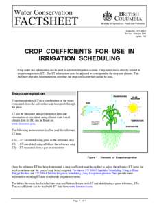 Crop Coefficients for Use in Irrigation Scheduling - BC Ministry of Agriculture