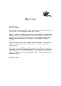 Press release  January 25, 2002