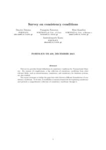 Survey on consistency conditions Dmytro Dziuma Panagiota Fatourou  Eleni Kanellou