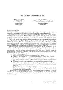 THE VALIDITY OF SAFETY GOALS Michael Knochenhauer RELCON AB