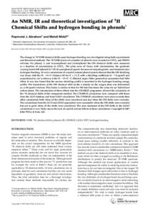 Proton NMR / Phenol / Hydrogen / Solvent effects / Chemical shift / Nuclear magnetic resonance spectroscopy / Hydroxide / Phenyl group / Chemical bond / Chemistry / Nuclear magnetic resonance / Spectroscopy