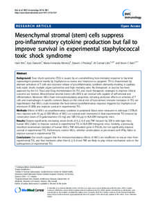 Mesenchymal stem cell / Superantigen / Toxic shock syndrome / Cell therapy / Tumor necrosis factor-alpha / Interleukin / Cytokine storm / Staphylococcus aureus / Graft-versus-host disease / Biology / Cytokines / Bacteria