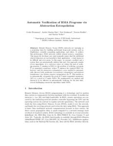 Automatic Verification of RMA Programs via Abstraction Extrapolation Cedric Baumann1 , Andrei Marian Dan1 , Yuri Meshman2 , Torsten Hoefler1 , and Martin Vechev1 1