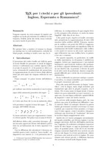 TEX per i ciechi e per gli ipovedenti: Inglese, Esperanto o Romanesco? Giovanni Maschio Sommario  sollevano, in corrispondenza di ogni singola lettera che compare sullo schermo, in modo da essere