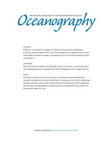Oceanography The Official Magazine of the Oceanography Society CITATION Bluhm, B.A., A.V. Gebruk, R. Gradinger, R.R. Hopcroft, F. Huettmann, K.N. Kosobokova, B.I. Sirenko, and J.M. Weslawski[removed]Arctic marine biodive