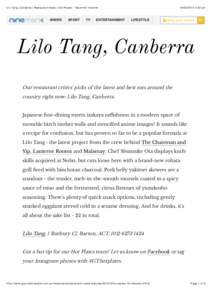Lilo Tang, Canberra | Restaurant News | Hot Plates :: Gourmet Traveller  9NEWS SPORT