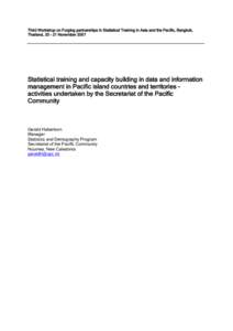 Development / Secretariat of the Pacific Community / Statistics New Zealand / Official statistics / Capacity building / Ministry of Statistics and Programme Implementation / Singapore Cooperation Programme / Information / Science / Statistics