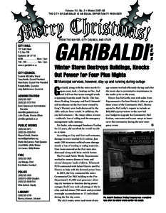 Volume VII, No. 2 • Winter[removed]THE CITY OF GARIBALDI IS AN EQUAL OPPORTUNITY PROVIDER FROM THE MAYOR, CITY COUNCIL AND STAFF  CITY HALL