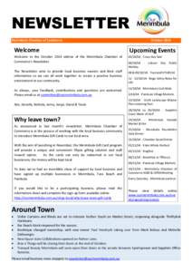 NEWSLETTER Merimbula Chamber of Commerce Welcome Welcome to the October 2014 edition of the Merimbula Chamber of Commerce’s Newsletter.