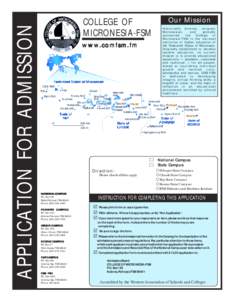 APPLICATION FOR ADMISSION  COLLEGE OF MICRONESIA-FSM www .comfsm.fm