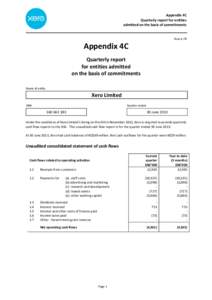 Appendix 4C Quarterly report for entities admitted on the basis of commitments Rule 4.7B