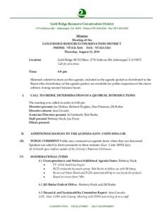 Gold Ridge Resource Conservation District 2776 Sullivan Rd – Sebastopol, CA 95472 – Phone – FaxMinutes Meeting of the GOLD RIDGE RESOURCE CONSERVATION DISTRICT