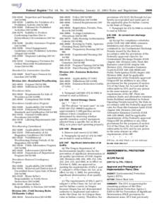 Federal Register / Vol. 68, No[removed]Wednesday, January 22, [removed]Rules and Regulations 258–0240 Inspection and Sampling[removed]–0250 Liability for Violation of a Prohibited Activity[removed]–0260 Def