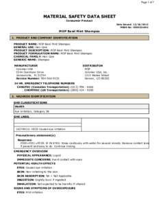 Page 1 of 7  MATERIAL SAFETY DATA SHEET Consumer Product Date Issued: MSDS No: 