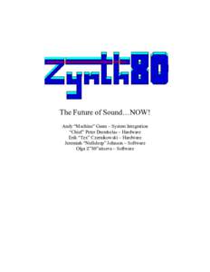 The Future of Sound…NOW! Andy “Machine” Gunn – System Integration “Chief” Peter Drembelas – Hardware Erik “Tex” Czernikowski – Hardware Jeremiah “Nullsleep” Johnson – Software Olga Z”80”aits