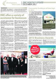 DWC Monthly Update  DECEMBER 2012 Financial Overview DWC’s investment values benefited from strong Australasian markets in October.  A