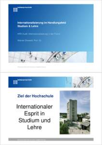 Internationalisierung im Handlungsfeld Studium & Lehre HRK Audit: Internationalisierung in der Praxis Werner Diewald, Prof. Dr.  Hochschule Mannheim University of Applied Sciences